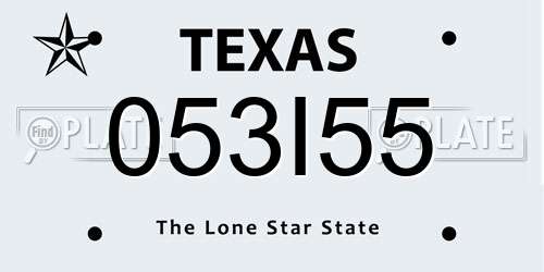 053I55 Texas License Plate