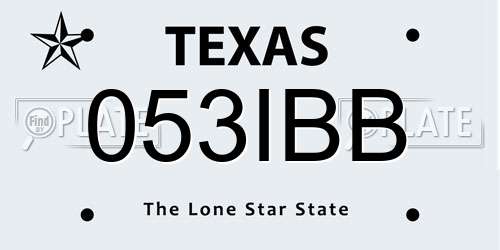 053IBB Texas License Plate