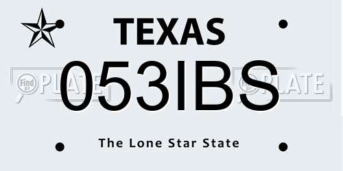 053IBS Texas License Plate