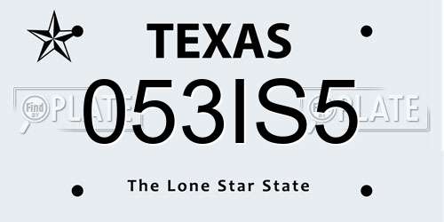 053IS5 Texas License Plate