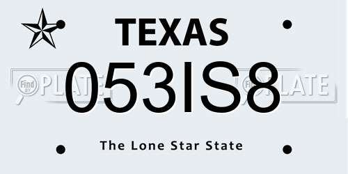 053IS8 Texas License Plate