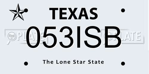 053ISB Texas License Plate