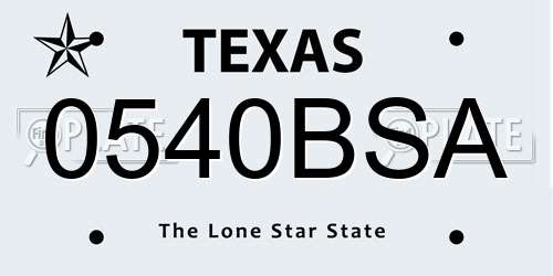 0540BSA Texas License Plate