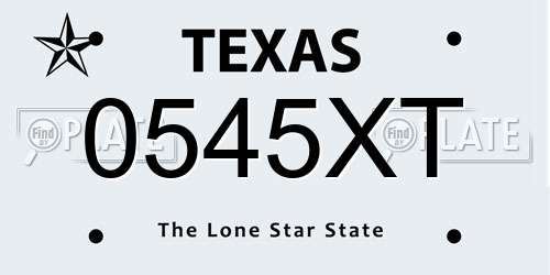 0545XT Texas License Plate