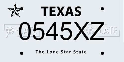 0545XZ Texas License Plate