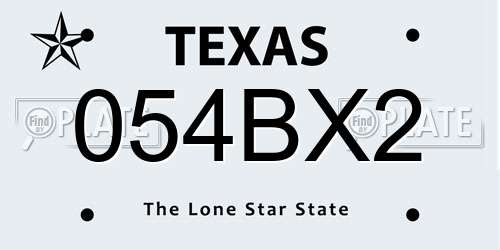 054BX2 Texas License Plate