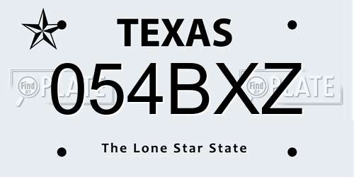 054BXZ Texas License Plate