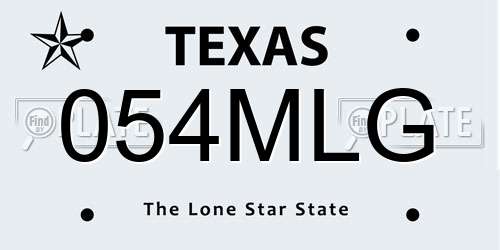 054MLG Texas License Plate