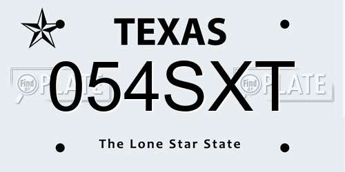054SXT Texas License Plate