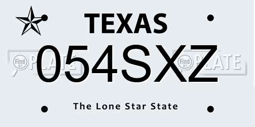 054SXZ Texas License Plate
