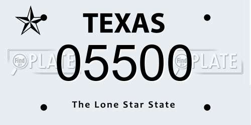 05500 Texas License Plate