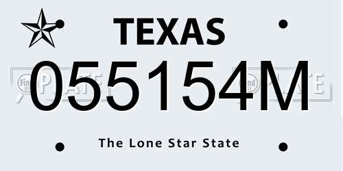 055154M Texas License Plate