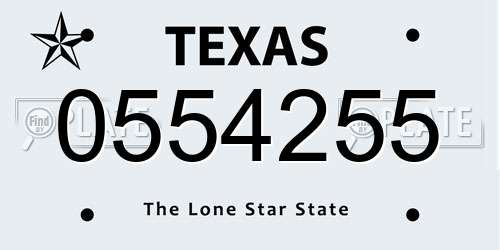 0554255 Texas License Plate