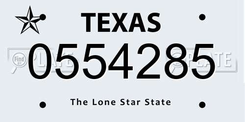 0554285 Texas License Plate