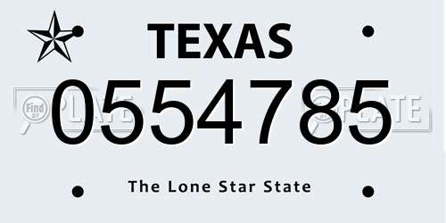 0554785 Texas License Plate