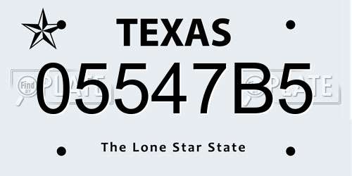 05547B5 Texas License Plate