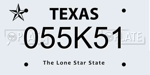 055K51 Texas License Plate