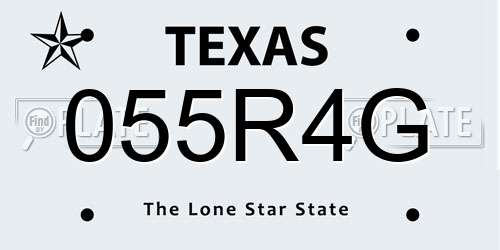 055R4G Texas License Plate