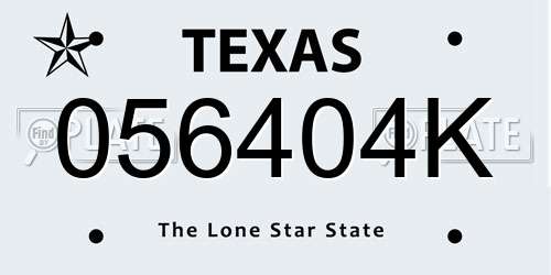 056404K Texas License Plate
