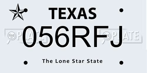 056RFJ Texas License Plate