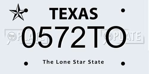 0572TO Texas License Plate