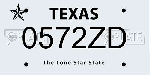 0572ZD Texas License Plate