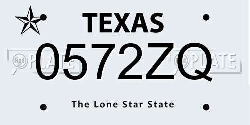 0572ZQ Texas License Plate
