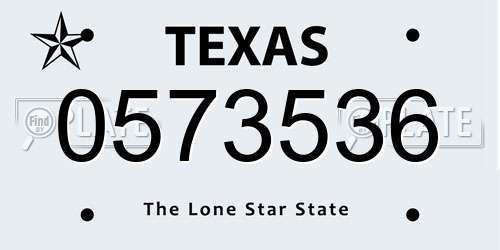 0573536 Texas License Plate