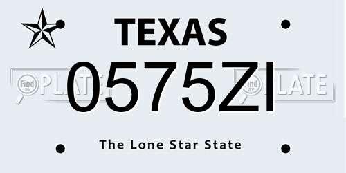 0575ZI Texas License Plate