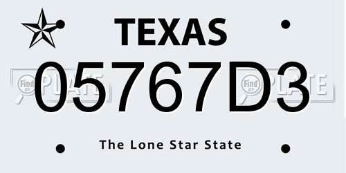 05767D3 Texas License Plate