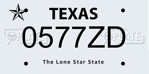 0577ZD Texas License Plate