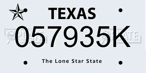 057935K Texas License Plate