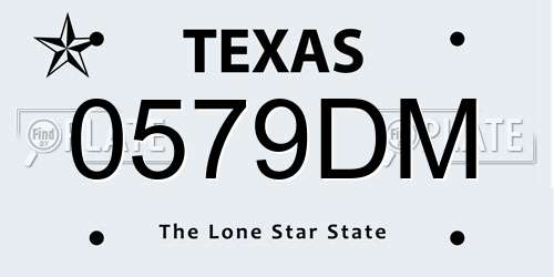 0579DM Texas License Plate