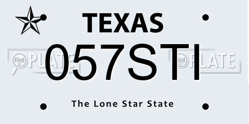 057STI Texas License Plate