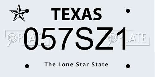 057SZ1 Texas License Plate