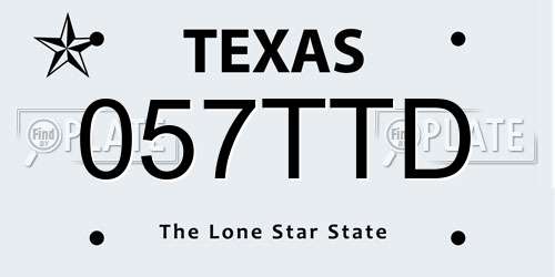 057TTD Texas License Plate