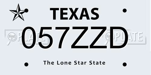057ZZD Texas License Plate