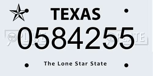 0584255 Texas License Plate
