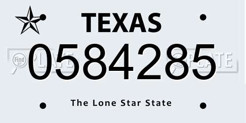 0584285 Texas License Plate