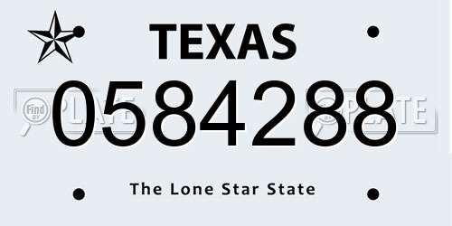 0584288 Texas License Plate