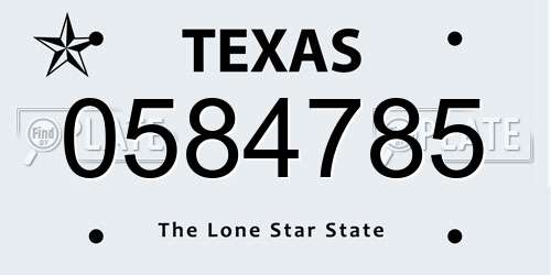 0584785 Texas License Plate