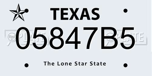 05847B5 Texas License Plate