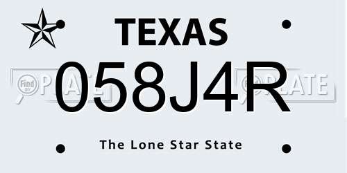 058J4R Texas License Plate