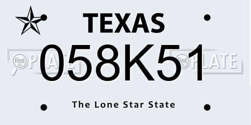 058K51 Texas License Plate