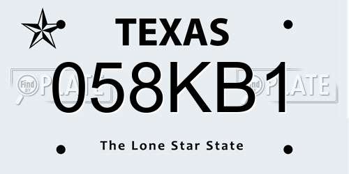 058KB1 Texas License Plate