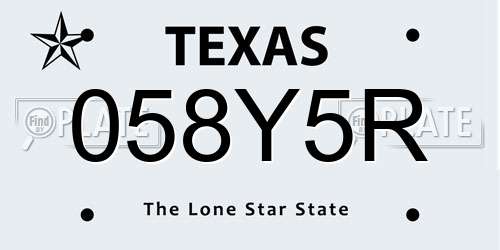 058Y5R Texas License Plate