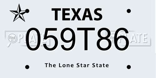 059T86 Texas License Plate