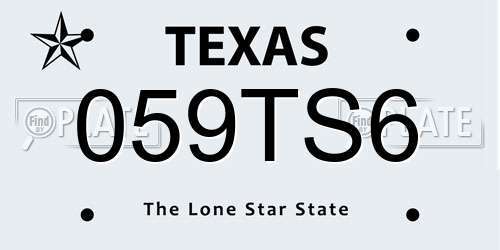 059TS6 Texas License Plate