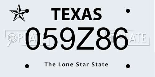 059Z86 Texas License Plate