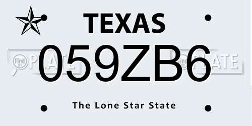 059ZB6 Texas License Plate
